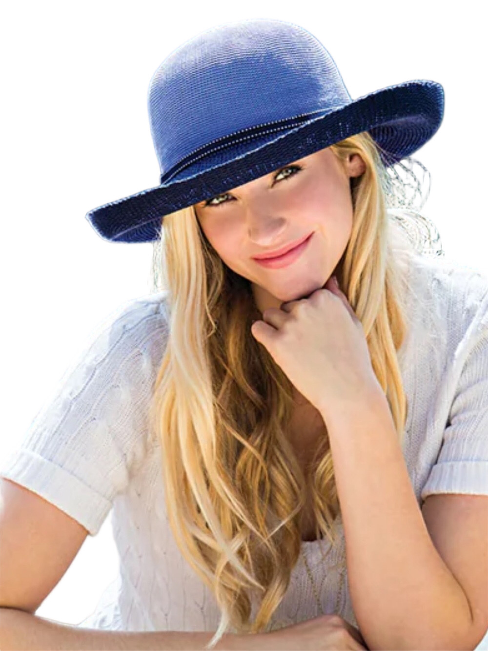 Wallaroo Hat Company Two-Tone Blue Colorblock Sun Hat UPF 50+ Wide Brim